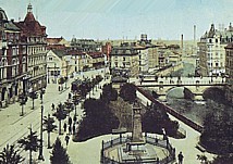 Tharandter Straße mit Rathausvorplatz und Weißeritzbrücke um 1910